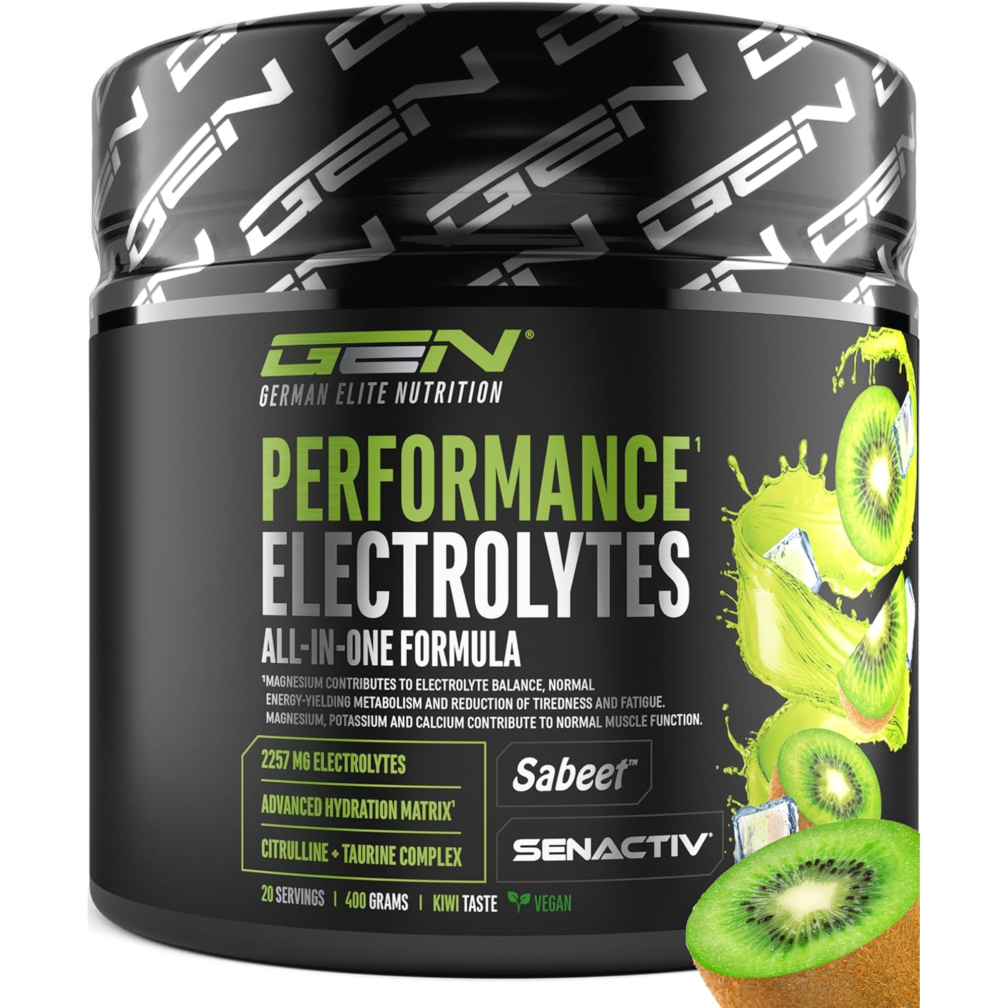 GEN Performance Electrolytes kiwi 400 gram pot vooraanzicht