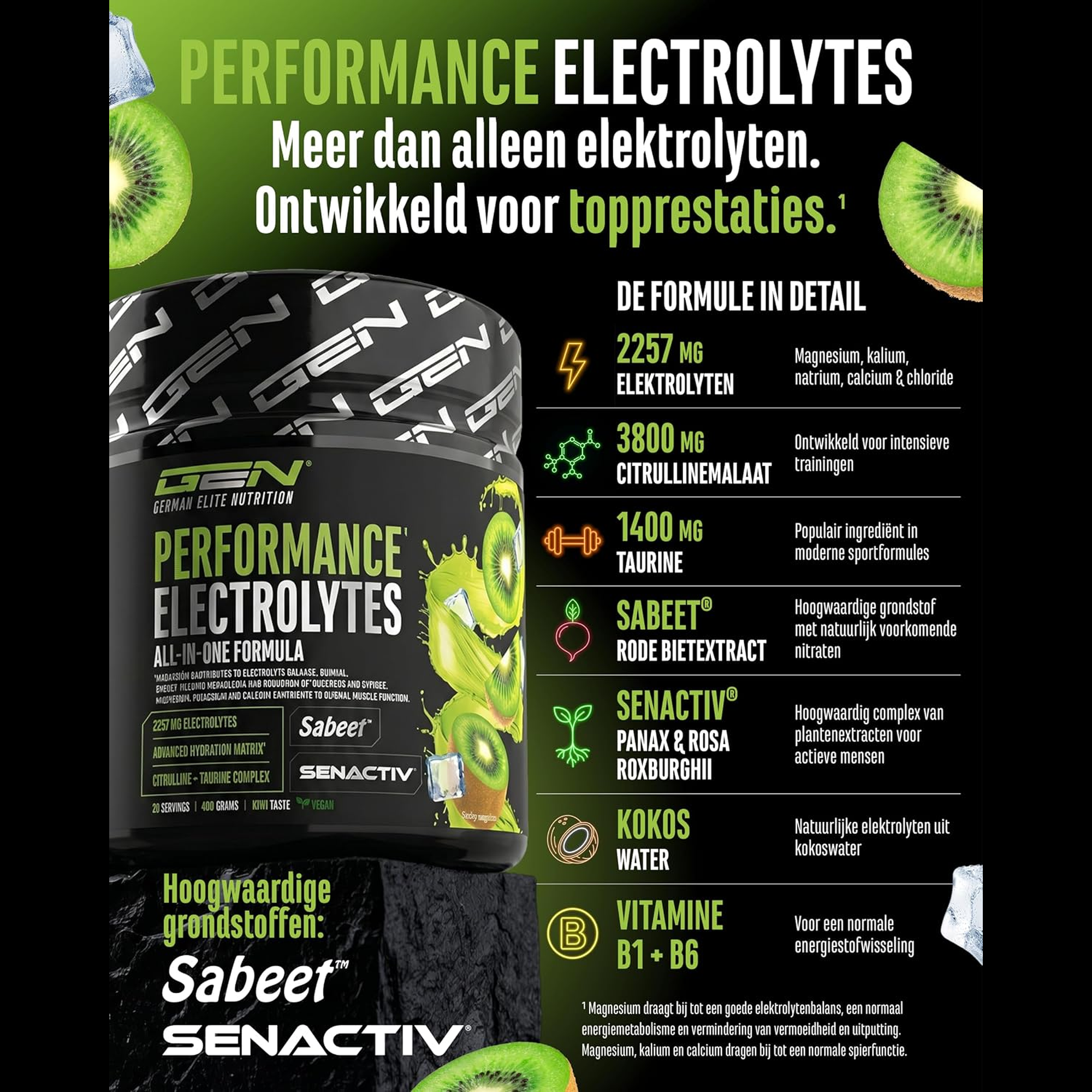 Performance Electrolytes formule in detail met elektrolyten citrulline en taurine