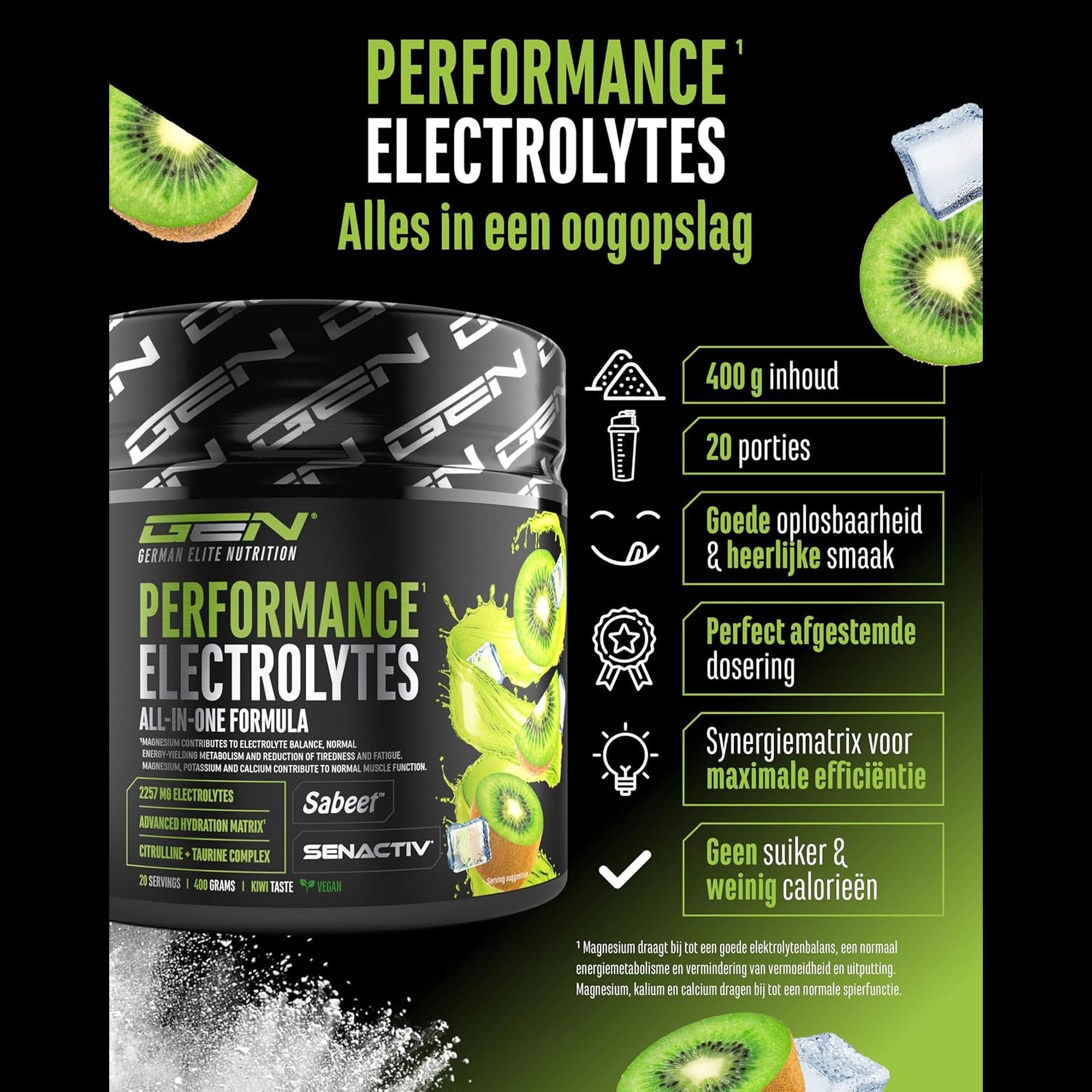 Performance Electrolytes 400 gram 20 porties kenmerken overzicht