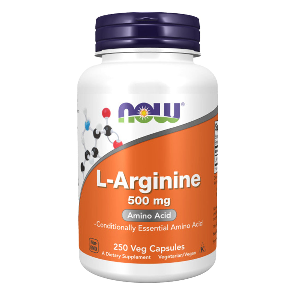 L-Arginine 500mg | 250 Capsules | NOW Foods
