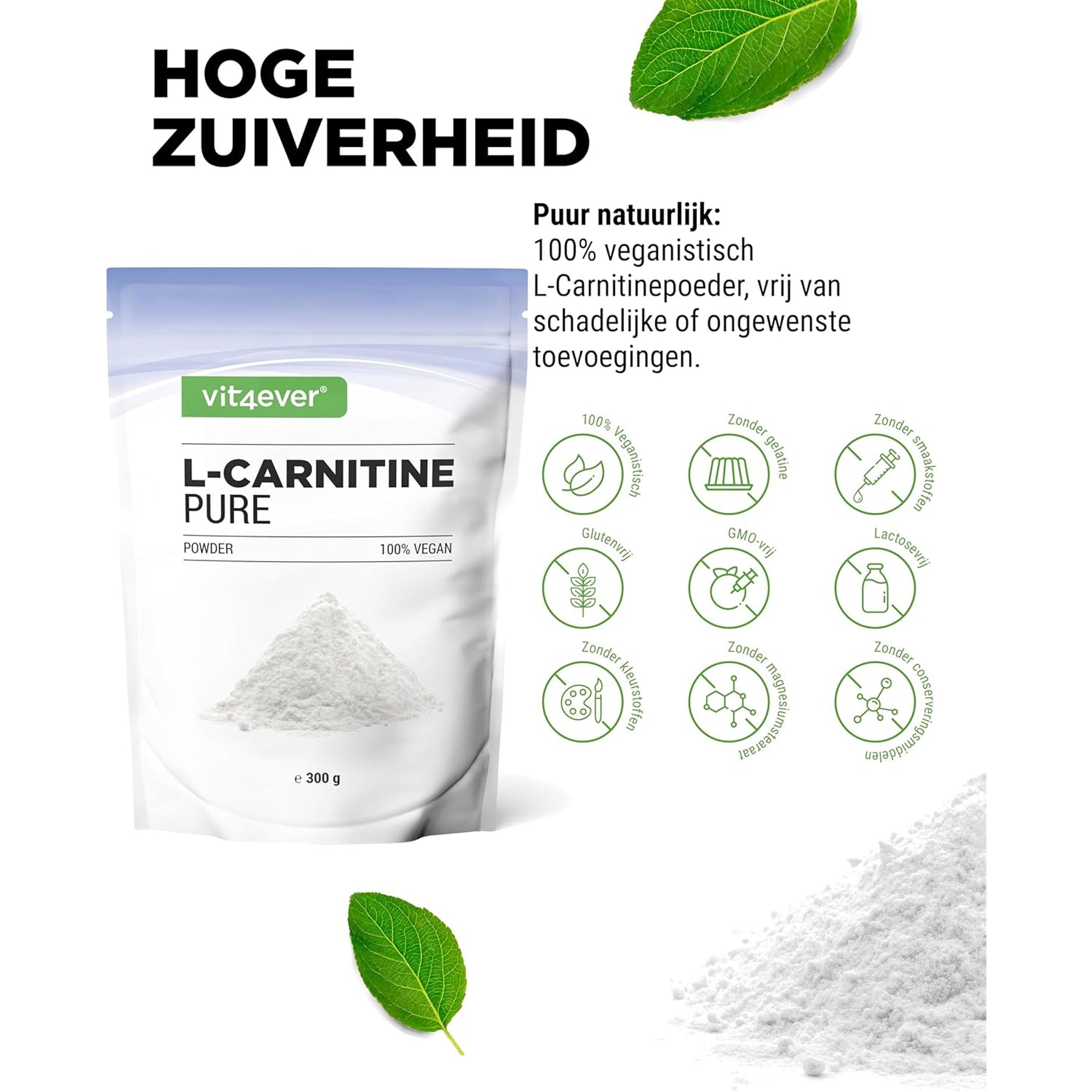 300 gram L-carnitine supplement - hooggedoseerd en zonder toevoegingen