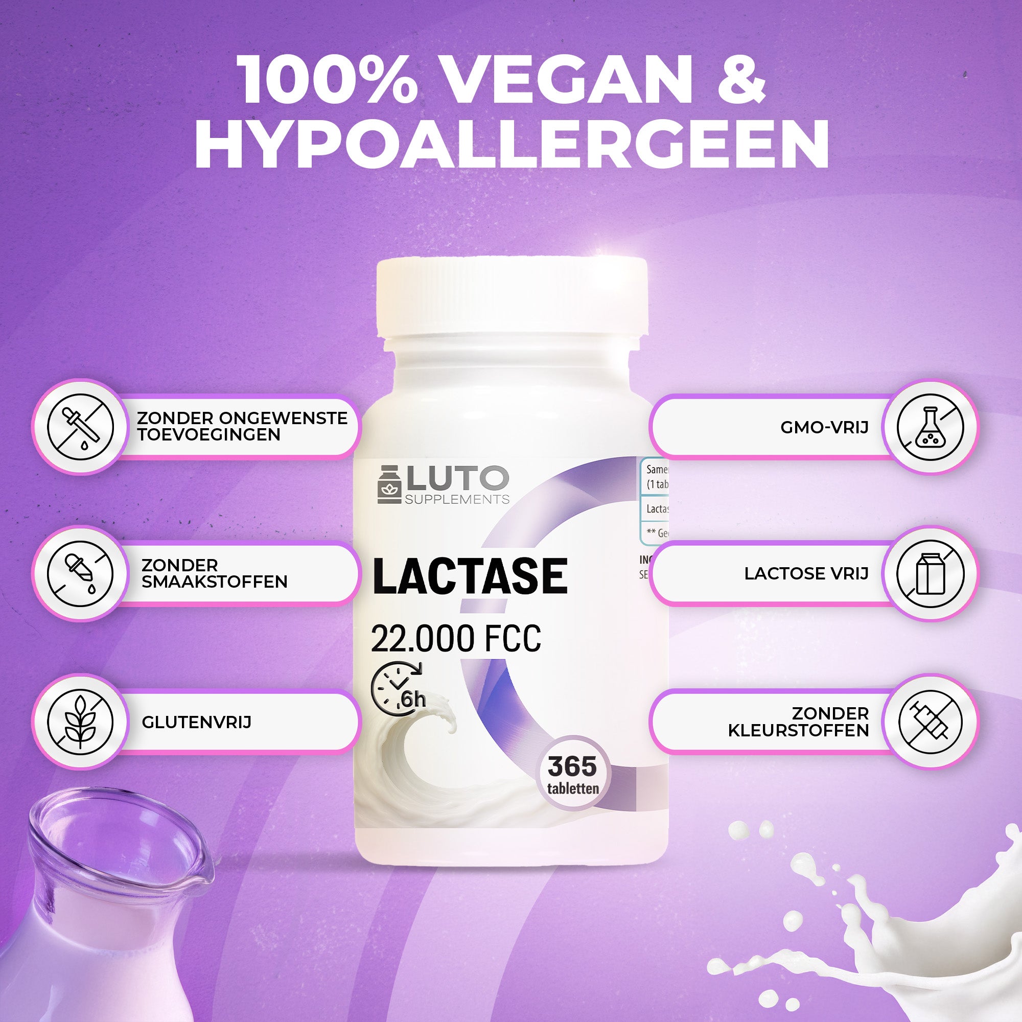 Lactase 22.000 FCC (Lactase Enzym) | 365 tabletten | LUTO Supplements
