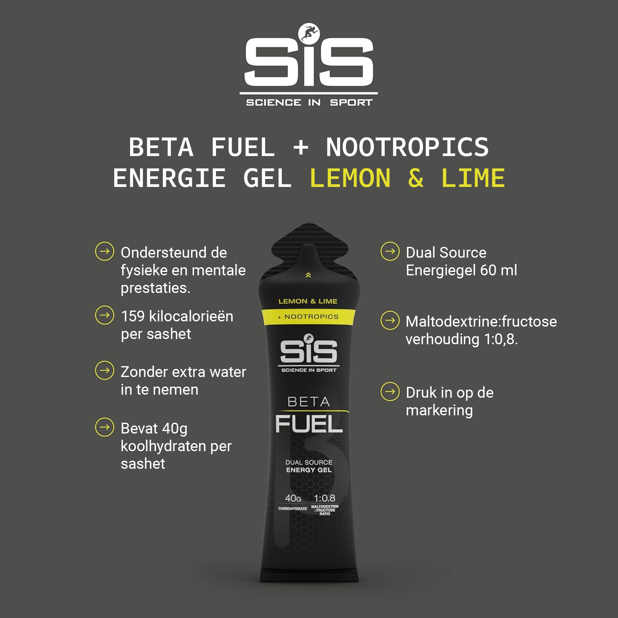 SiS Beta Fuel Gels + Nootropics | Lemon & Lime