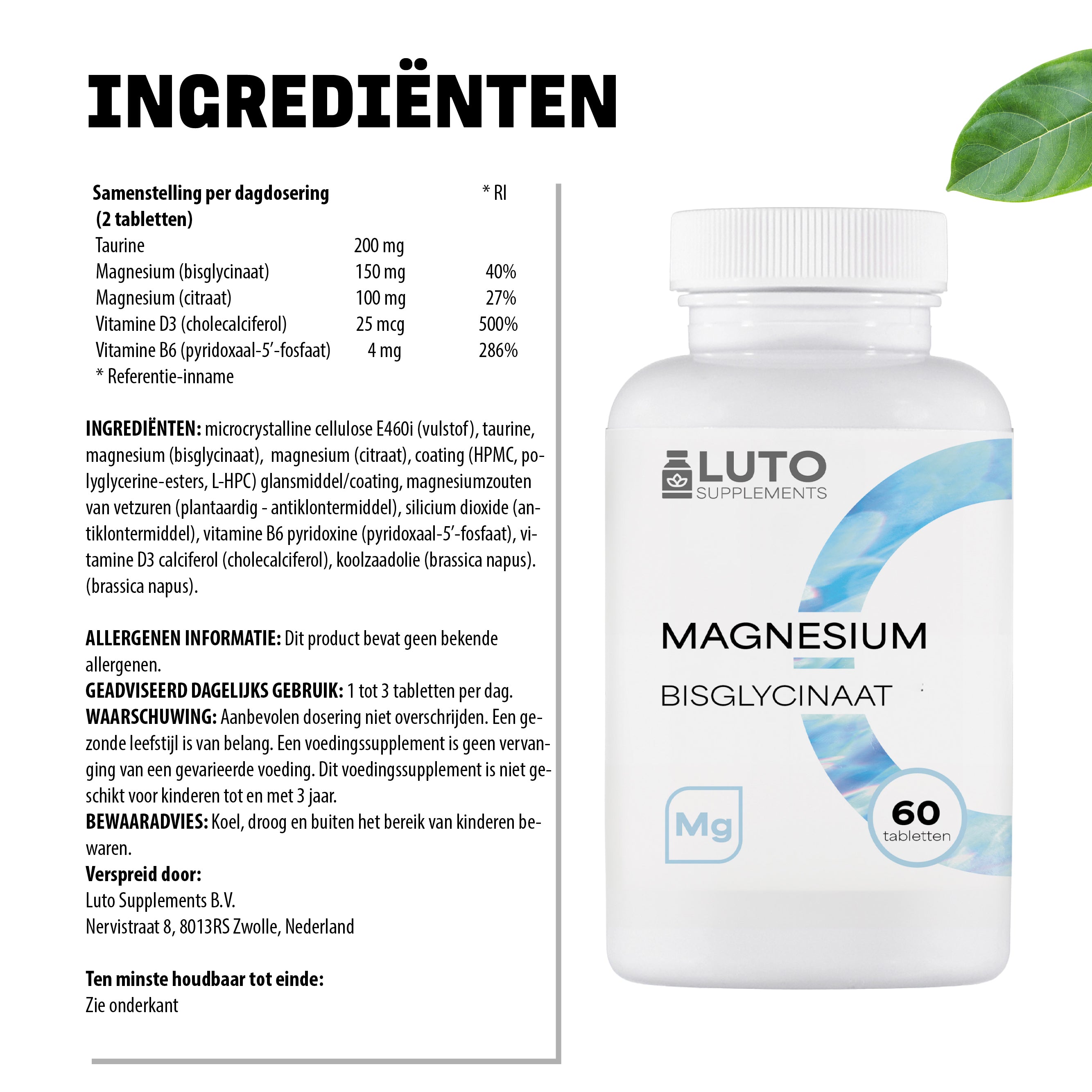 Magnesiumbisglycinat | 60 Tabletten | LUTO Supplements