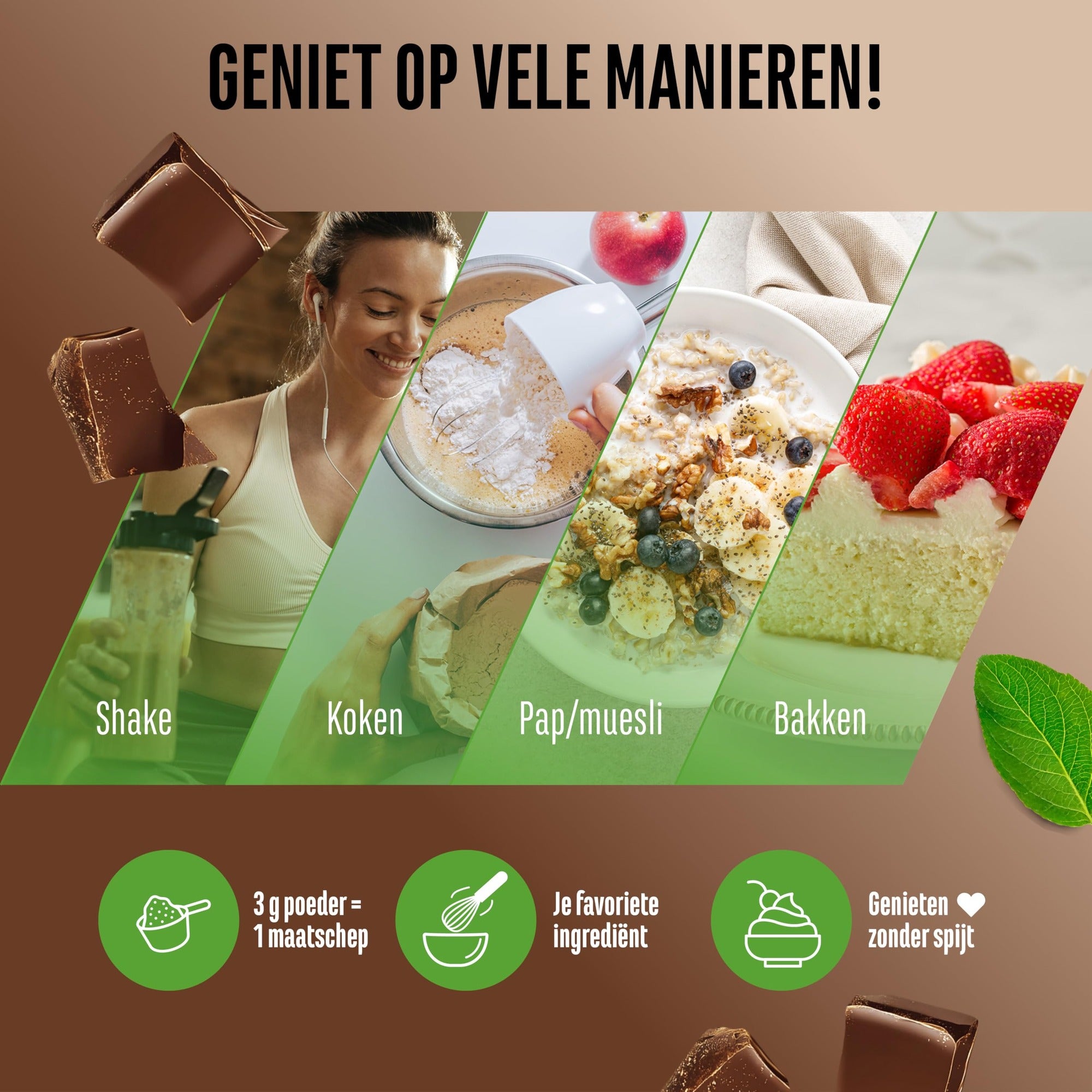 Vit4ever Flavor Craft Melkchocolade smaakpoeder in shake, kwark, havermout en baksels