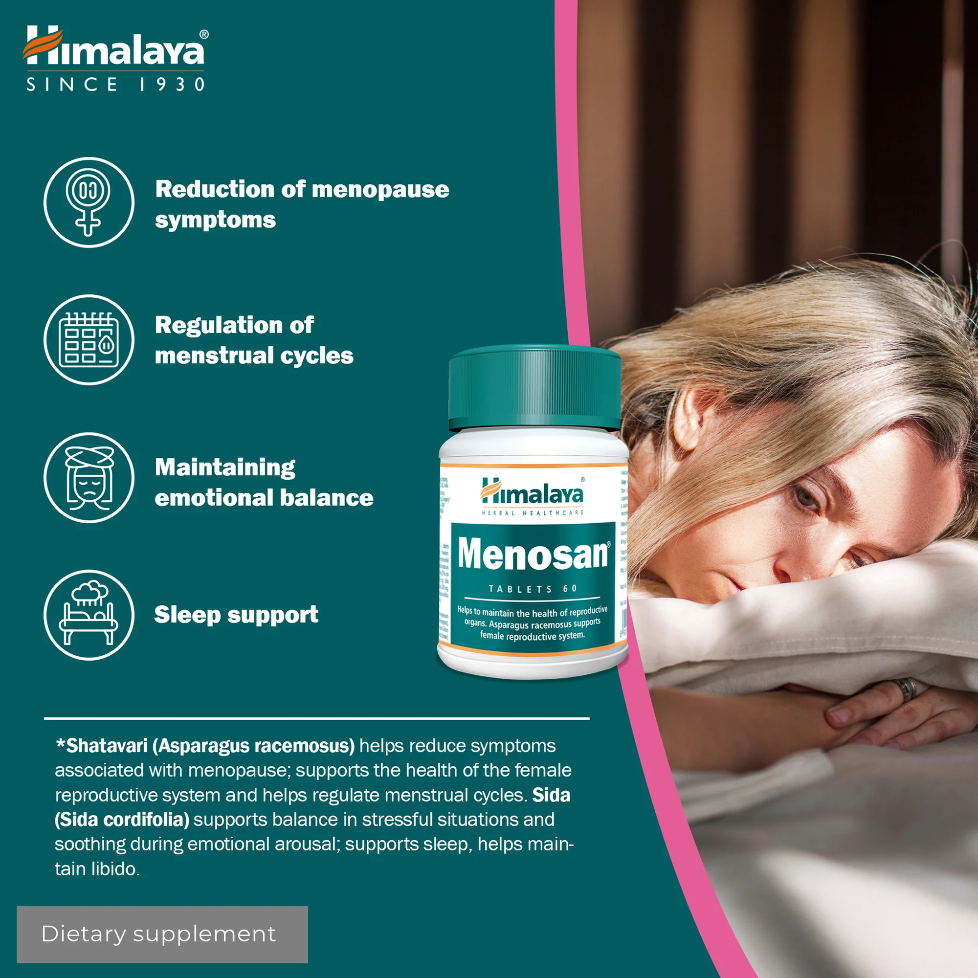 Himalaya Menosan bij overgangsklachten, menstruatiecyclus, emotionele balans en slaap