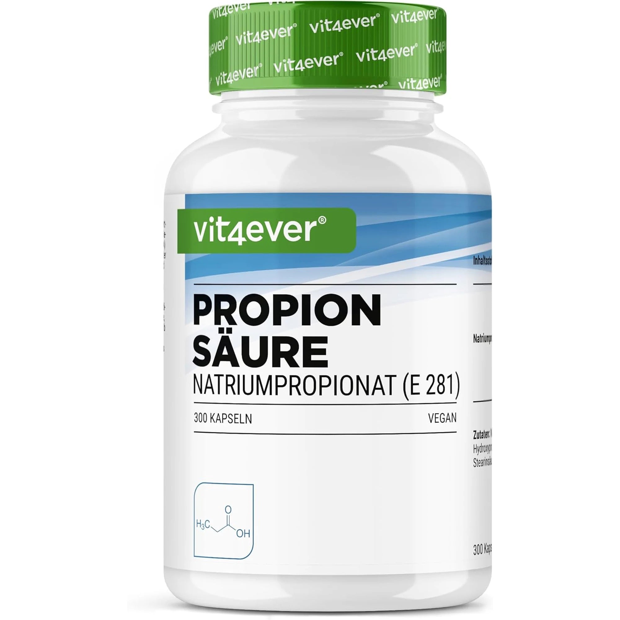 Vit4ever Propionzuur pot met 300 veganistische capsules