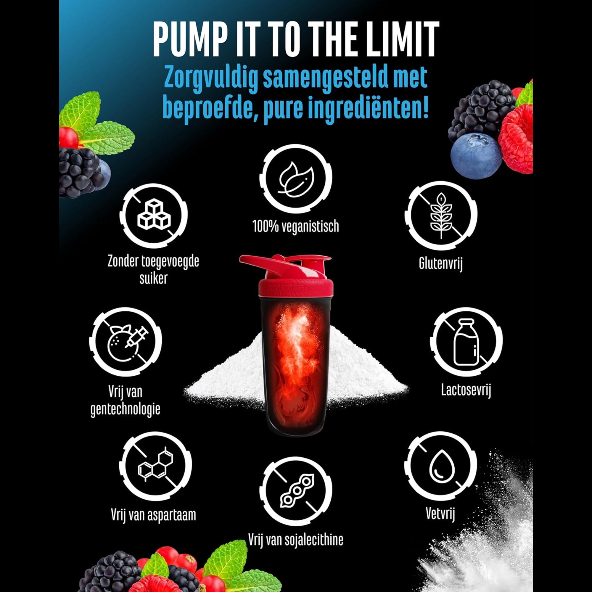 GEN Pump it to the Limit is vegan, glutenvrij en lactosevrij, zonder toegevoegde suiker en zonder aspartaam