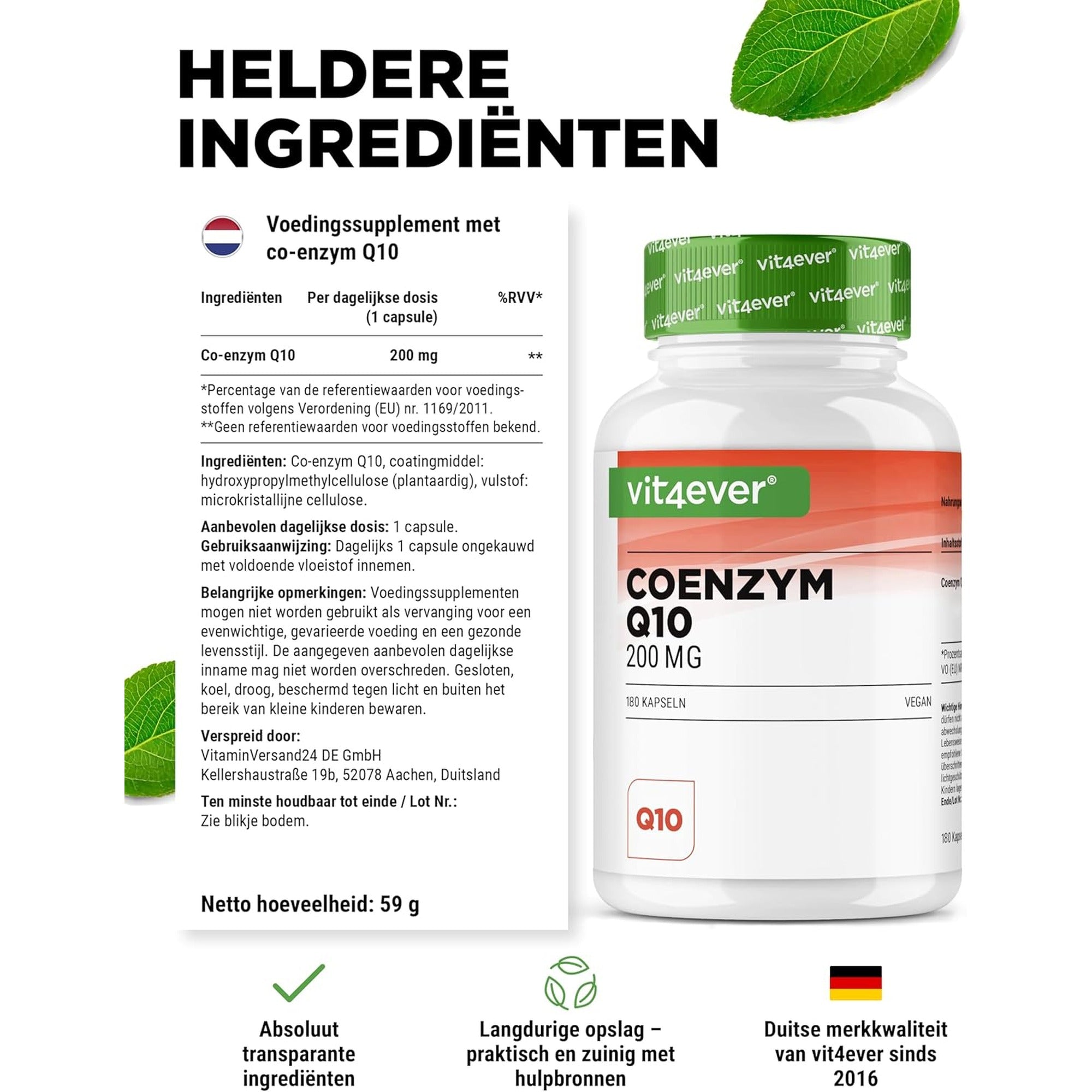 Vit4ever Coenzym Q10 200 mg productafbeelding