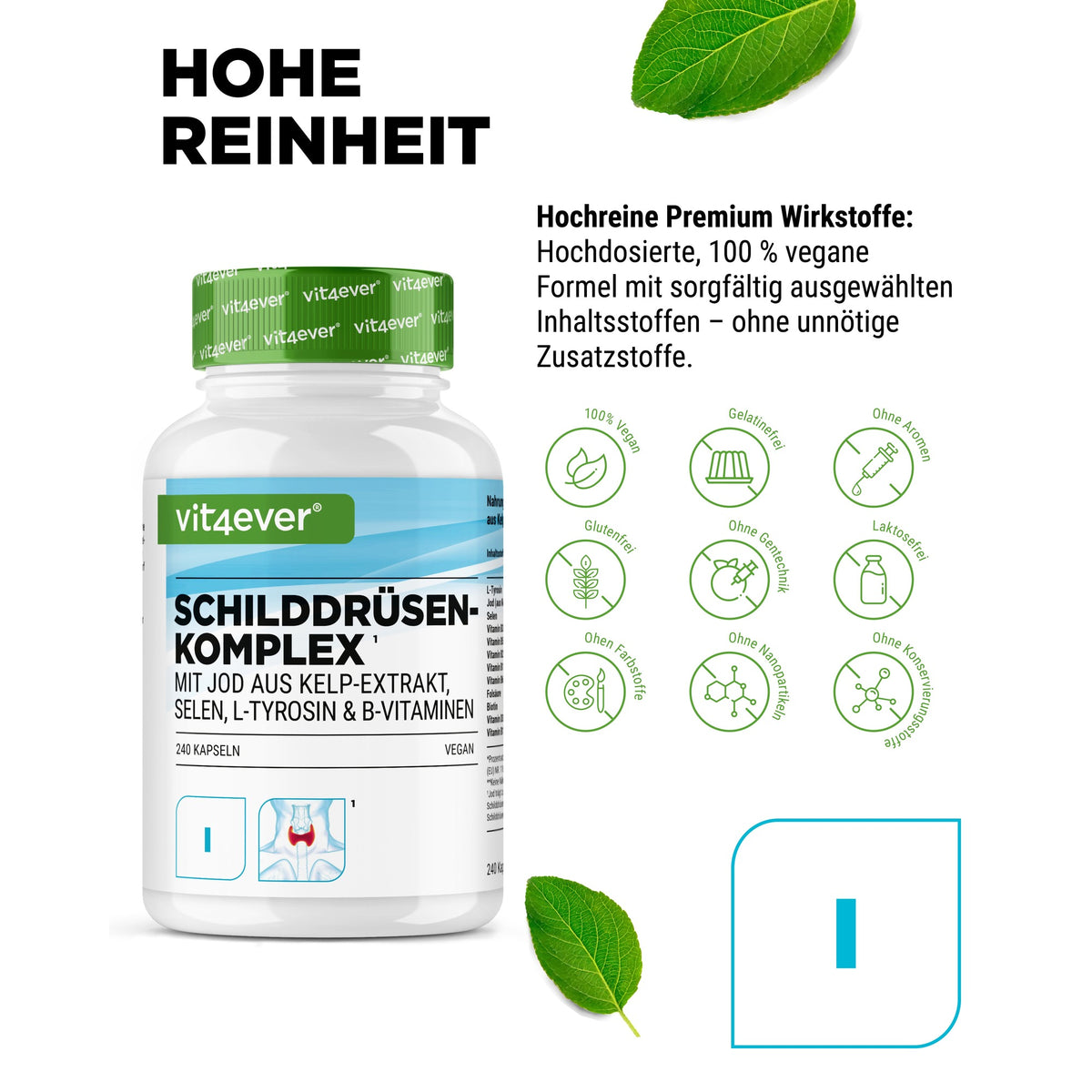 Vit4ever Schildklier Complex capsules: vegan, glutenvrij, lactosevrij en zonder kleur- of conserveermiddelen