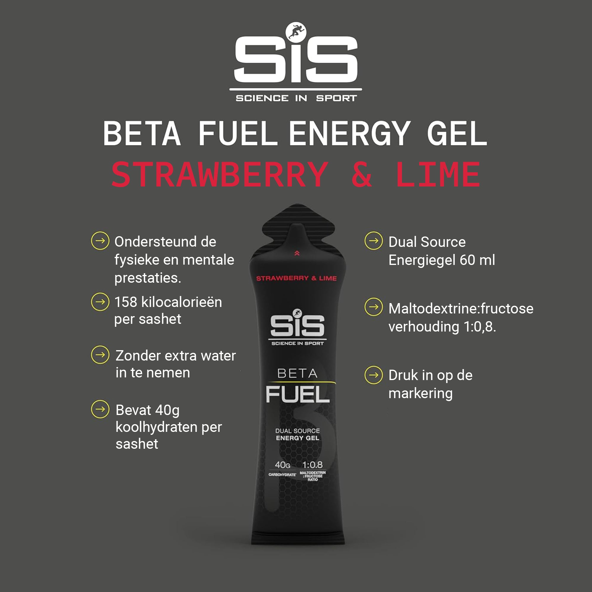 SiS Beta Fuel Gel Strawberry & Lime productvoordelen