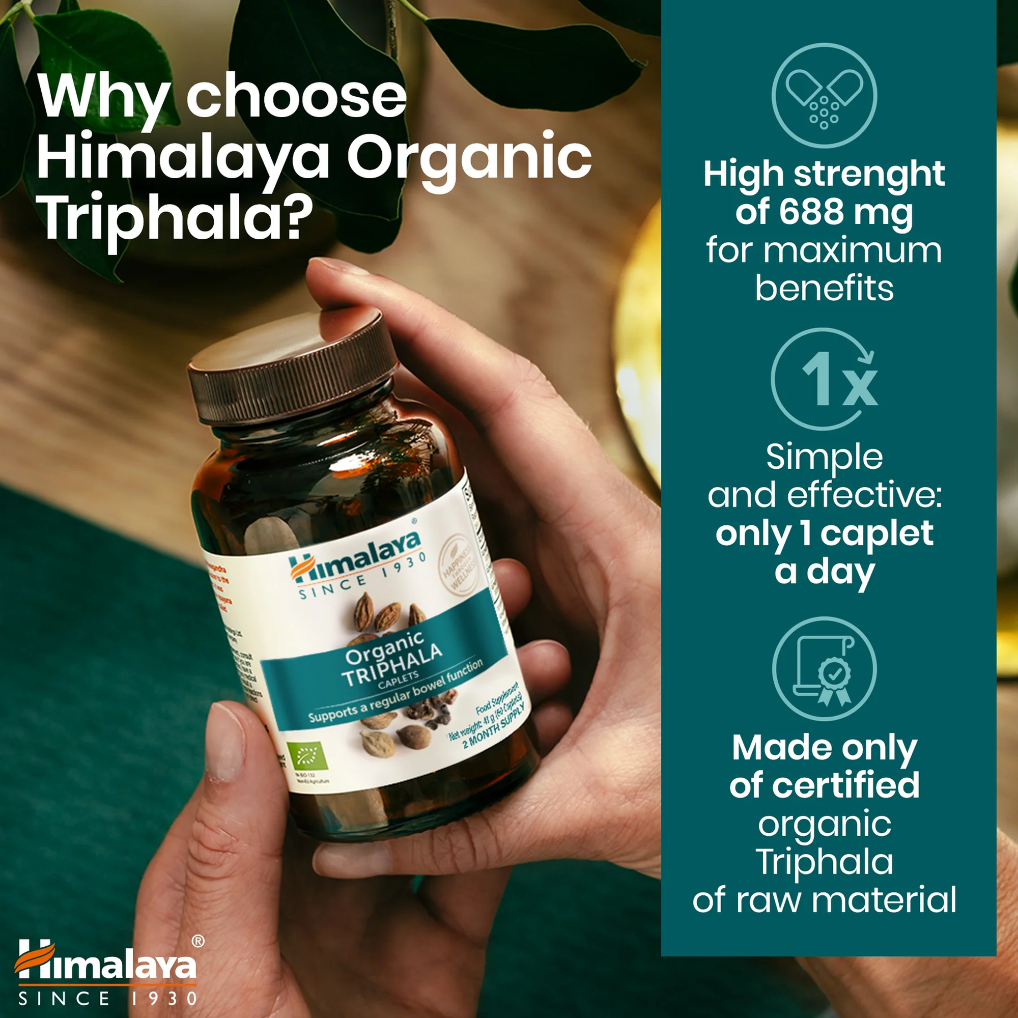 Waarom kiezen voor Himalaya Organic Triphala, 688 mg per caplet, een per dag