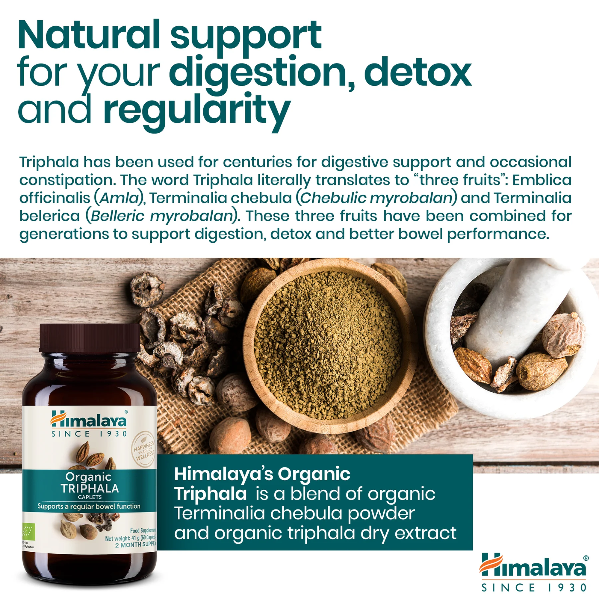 Himalaya Triphala natuurlijke ondersteuning voor spijsvertering, detox en regelmaat