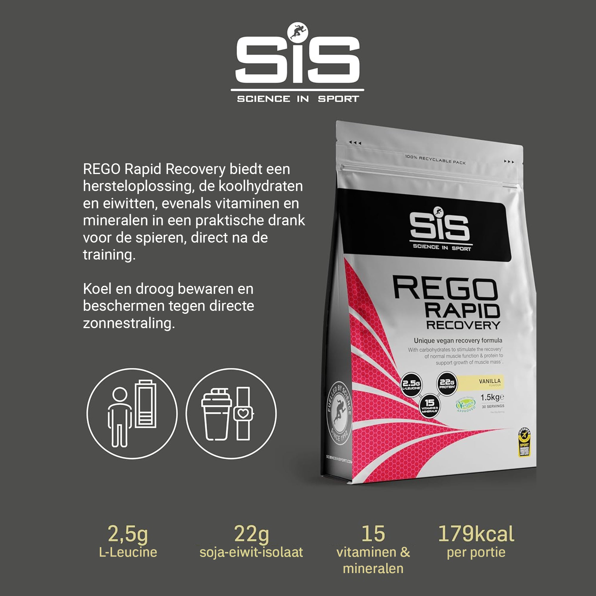 SiS REGO Rapid Recovery Drink Vanille - proteïnepoeder voor herstel na inspanning #Inhoud_1500g