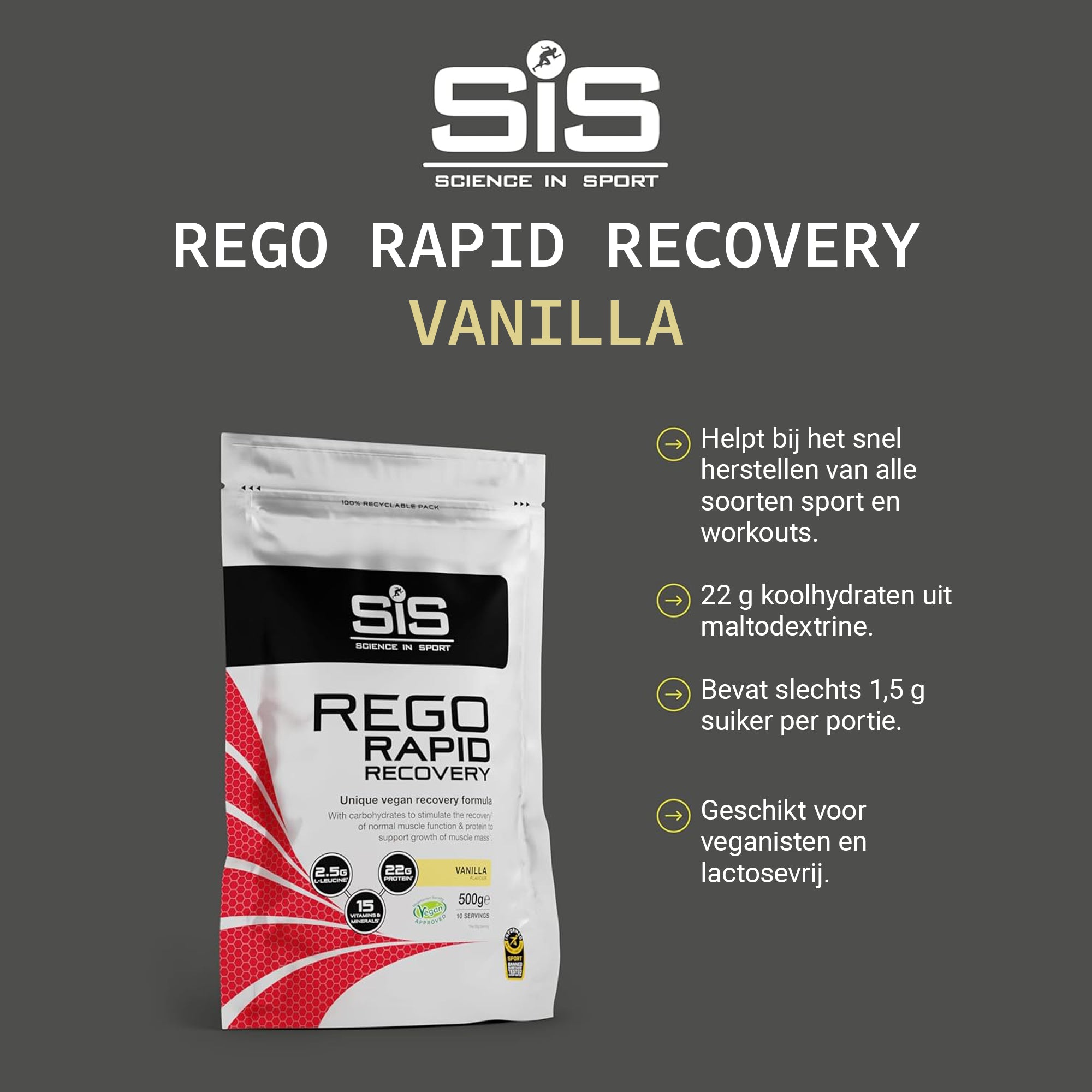 SiS REGO Rapid Recovery Drink Vanille - productverpakking 500 gram #Inhoud_500g