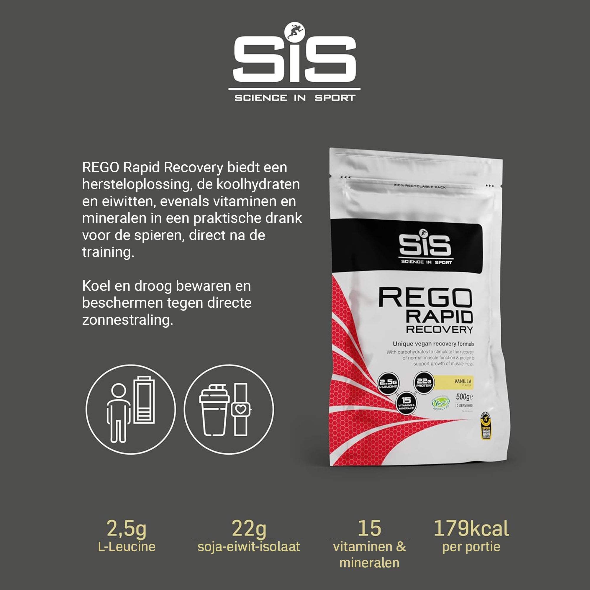 SiS REGO Rapid Recovery Drink Vanille - recovery drink met 20g proteïne #Inhoud_500g