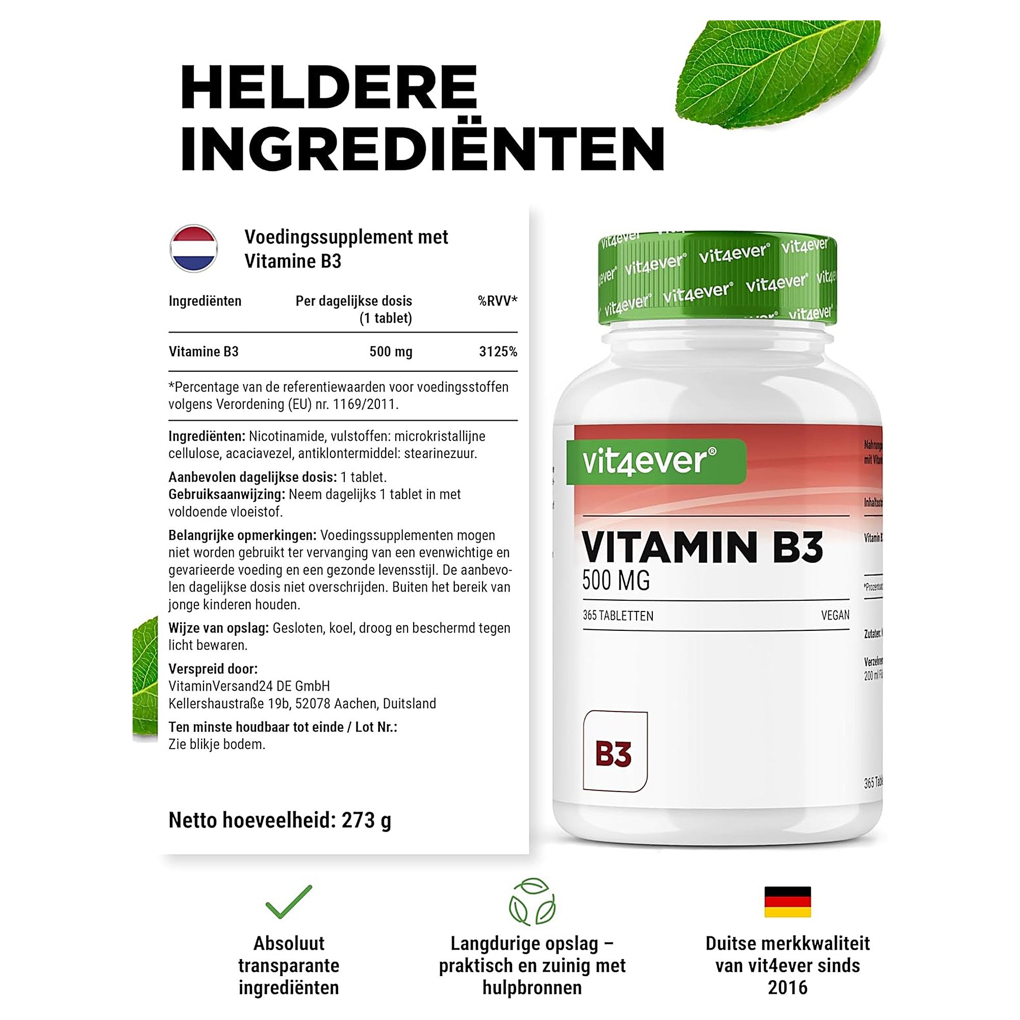 Vitamine B3 heldere ingredienten