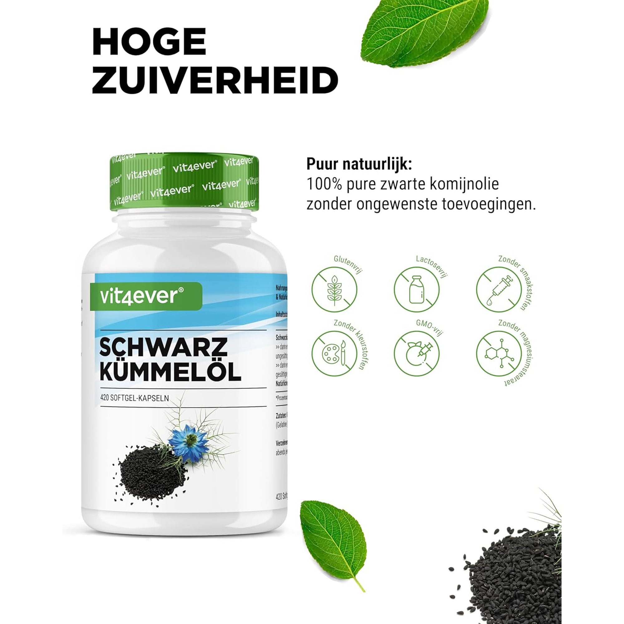Zwarte komijnolie 1000 mg | 420 capsules | Vit4ever