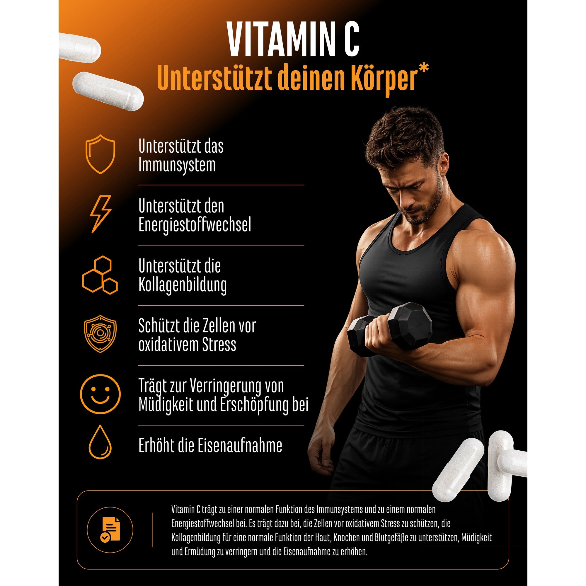 Vitamine C 1000mg per capsule is 1250 procent van de referentie-inname