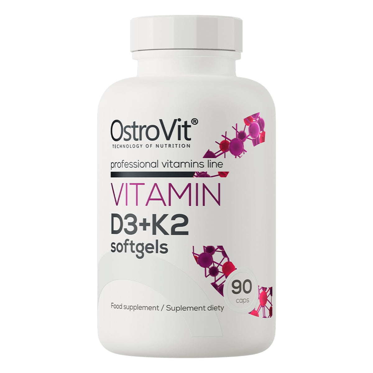 Vitamine D3 50mcg + K2 100mcg | 90 Softgels | OstroVit
