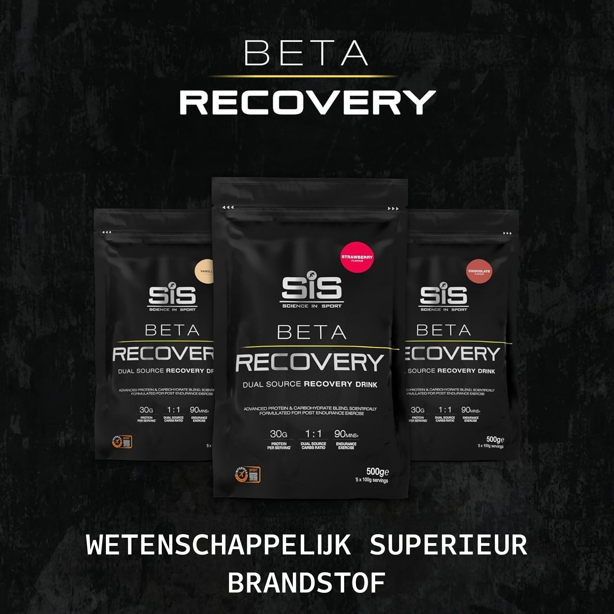 #Inhoud_500g SiS BETA Recovery assortiment wetenschappelijk samengestelde herstelshake Informed Sport getest